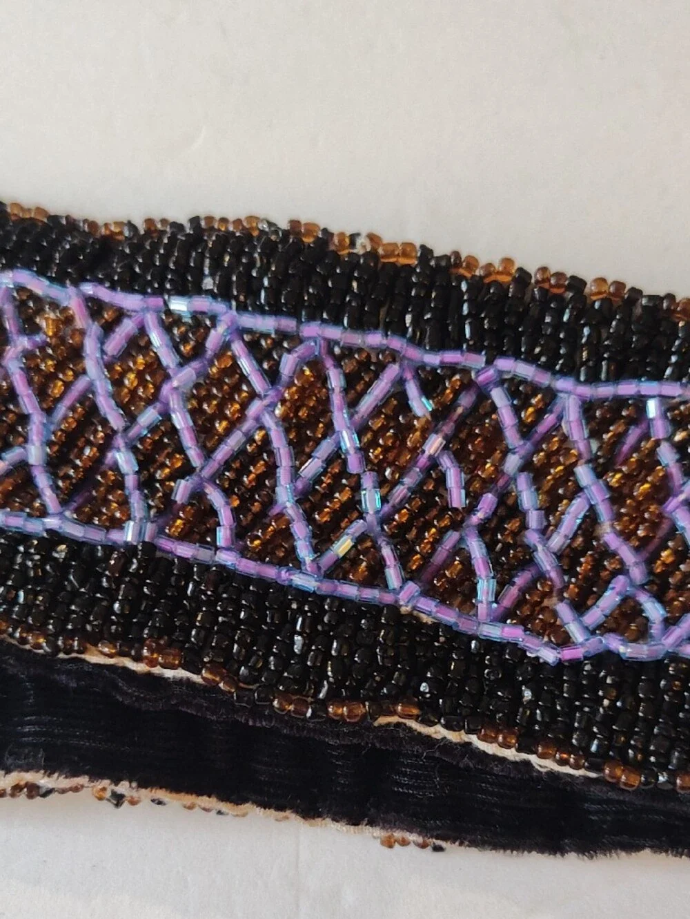Vintage Black Velvet Waist Belt with Purple & Amber Beaded Panels 31